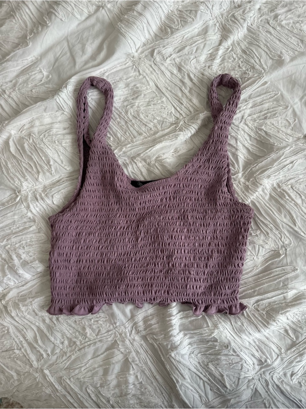 Moonbeam - Smocked Lilac Cropped Tank Top - Women's Top